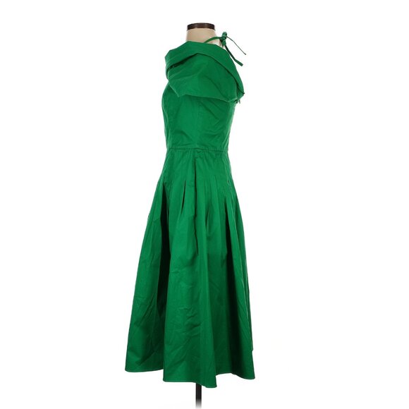 Oscar de la Renta Off-Shoulder Silk Midi Dress Green Pre-Spring 2024 4 - Picture 5 of 8